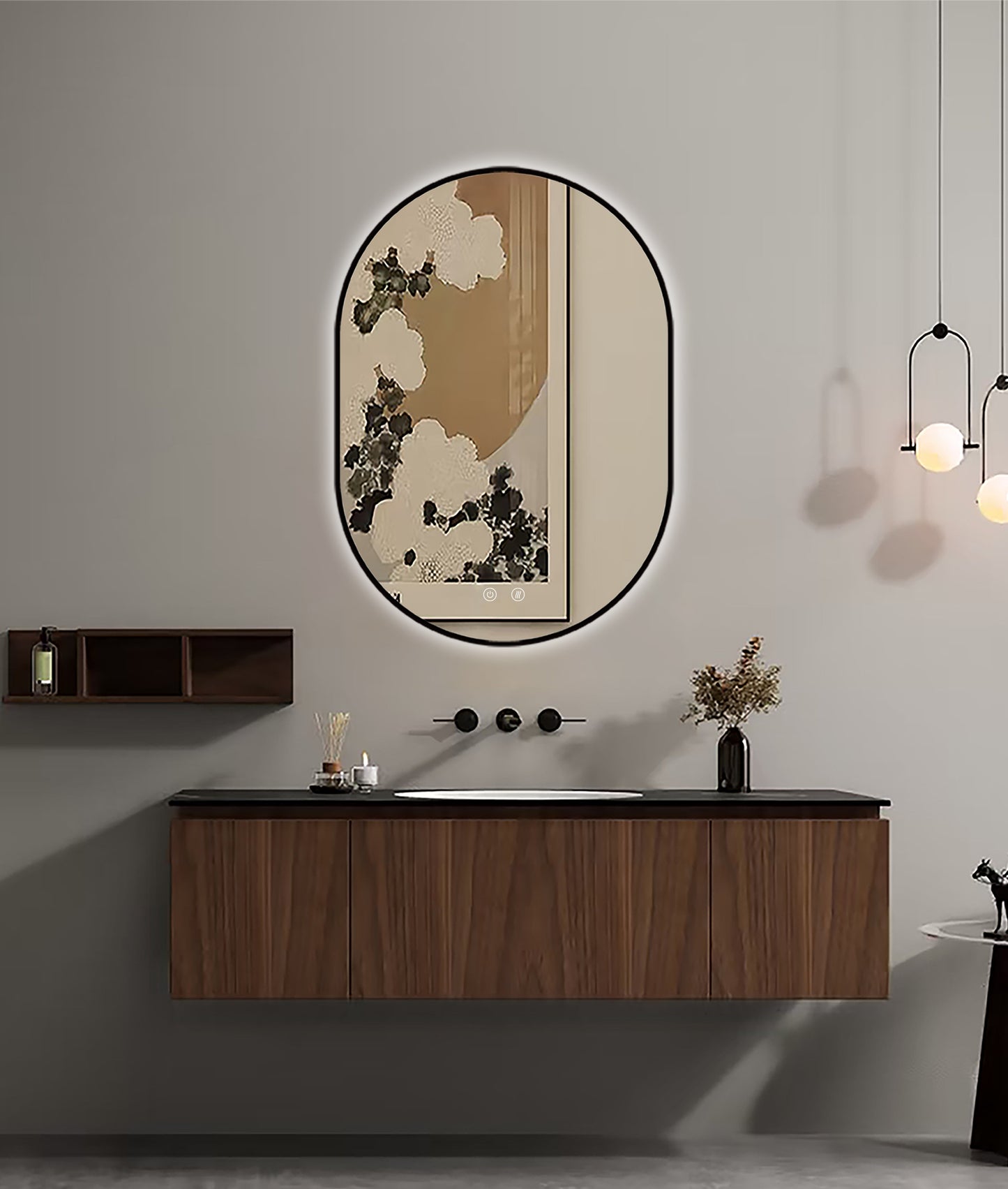 LED zrcadlo Selene Black