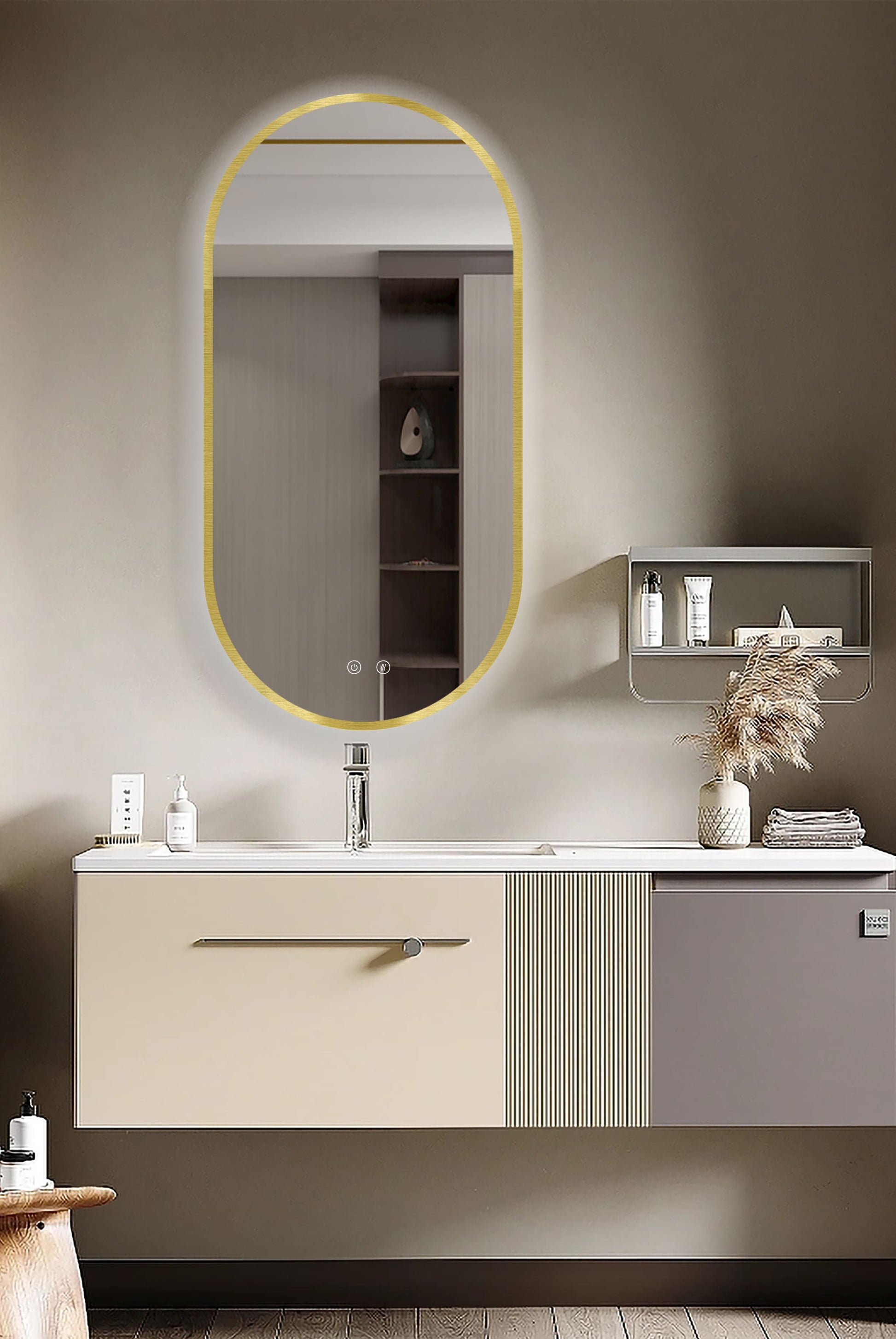 Zrcadlo LED Selene Gold & Black